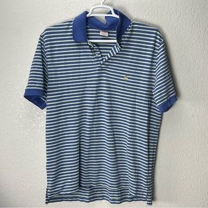 Brooks Brothers Polo Shirt Men XL Blue White Yellow Stripe Cotton Hong Kong VTG